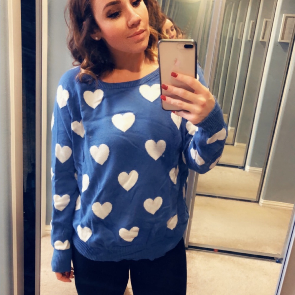 Blue torrid sweater with hearts